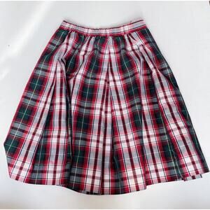 Red & Green Plaid Midi Skirt